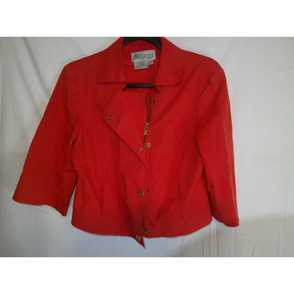 Worth Orange 3/4 Sleeve Button Front Cropped Jacket Size 10
